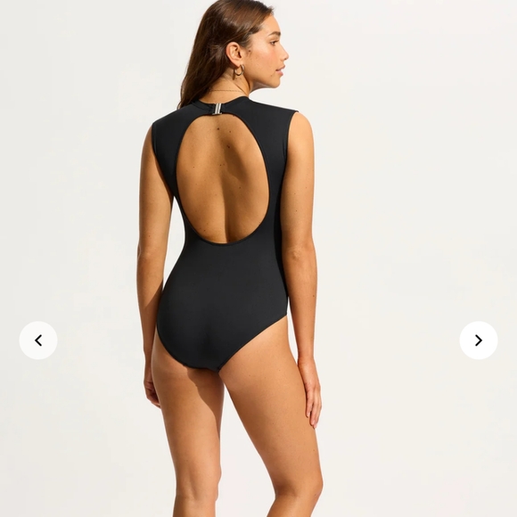 NWOT Seafolly black open back bathing suit Sz 14 - Picture 10 of 10